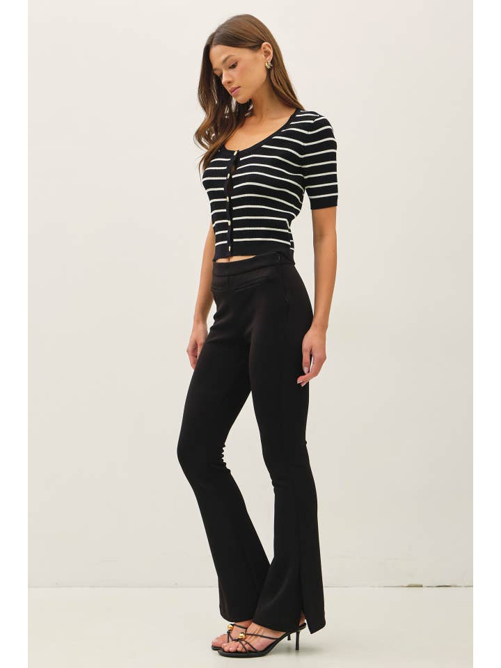 Striped Short Sleeve Cardigan
