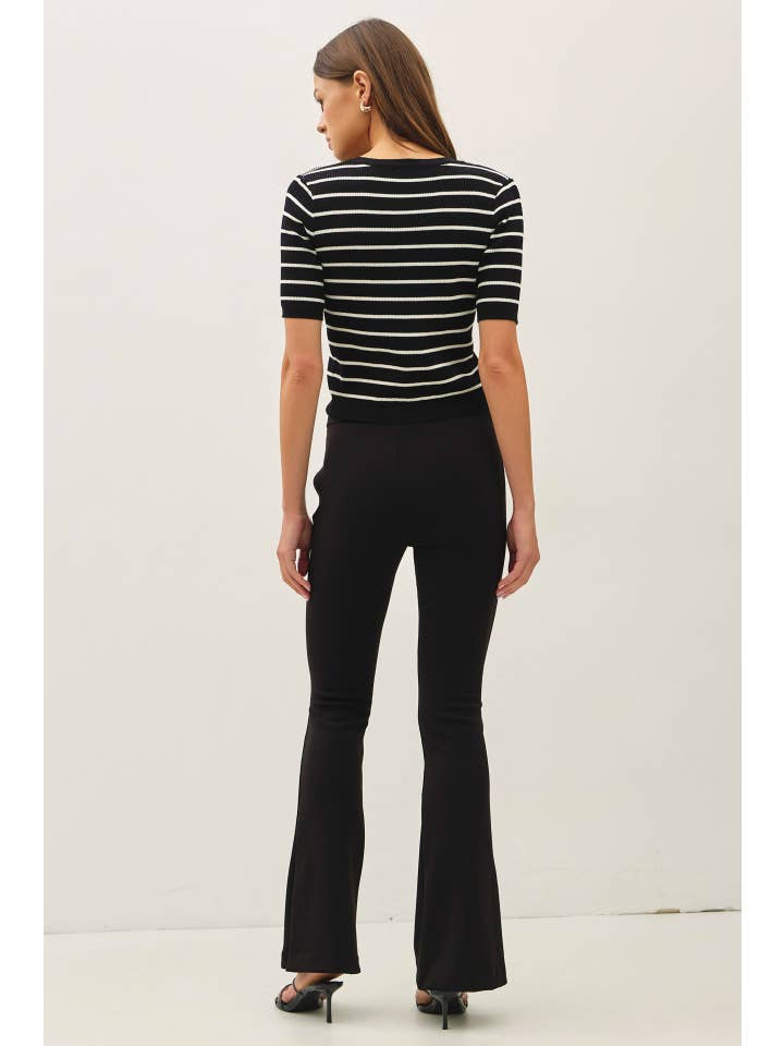 Striped Short Sleeve Cardigan