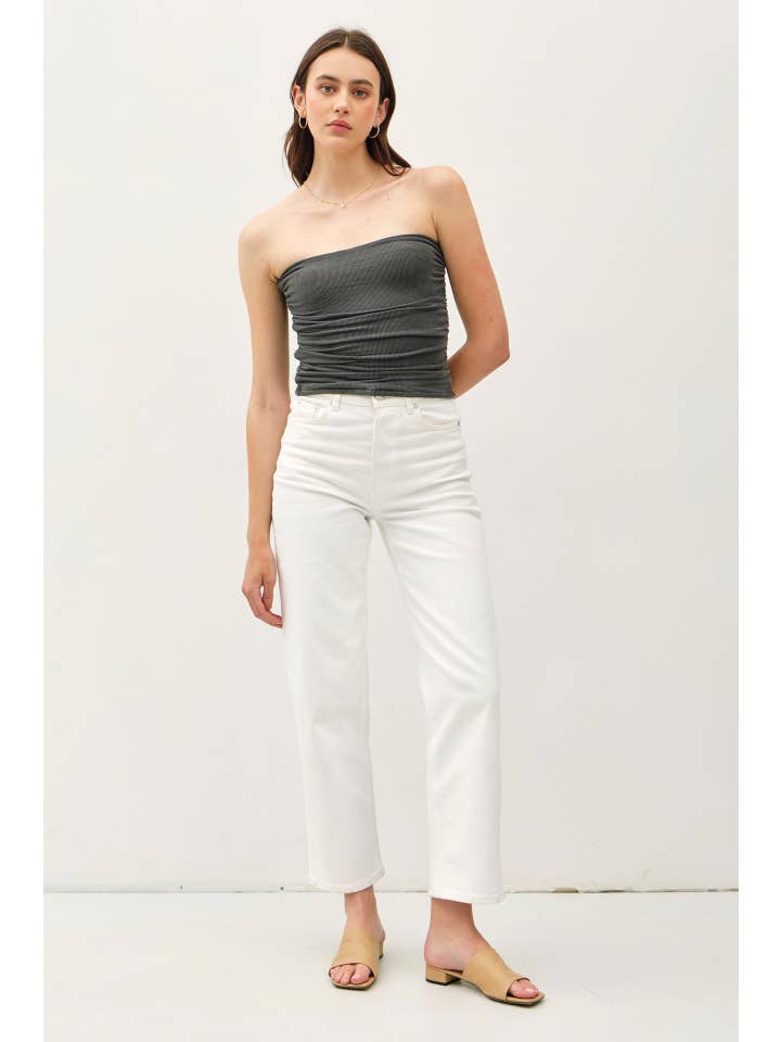 [New Shade]Jersey Ruched Crop Tube Top