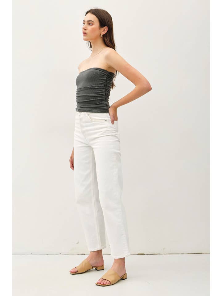 [New Shade]Jersey Ruched Crop Tube Top