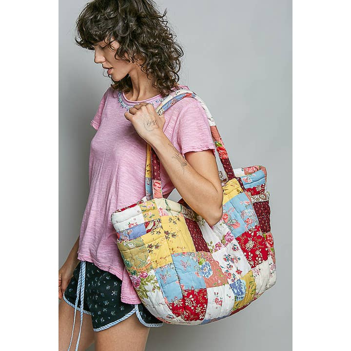 Bloom Quilted Floral Patchwork Carryall Tote Bag