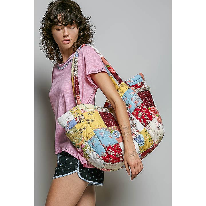 Bloom Quilted Floral Patchwork Carryall Tote Bag