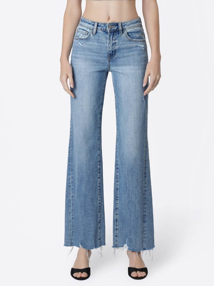 High Rise Slant Side Seam Vintage Flare Jeans F9128