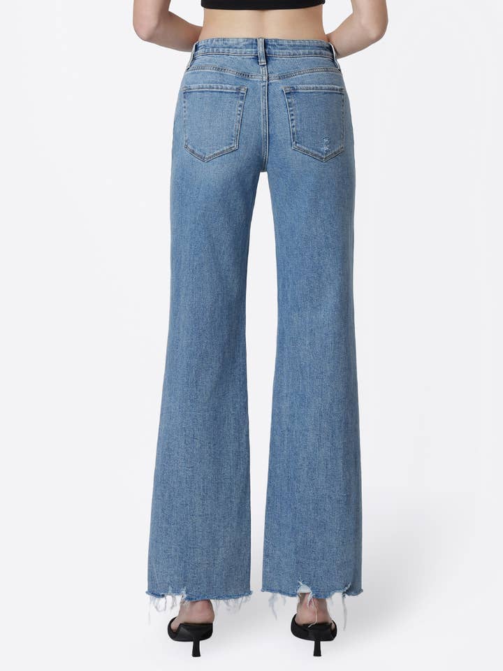 High Rise Slant Side Seam Vintage Flare Jeans F9128
