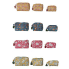Quilted Cotton Voile Block Zip Pouches with Interior Lining, Set of 3, 4 Colors