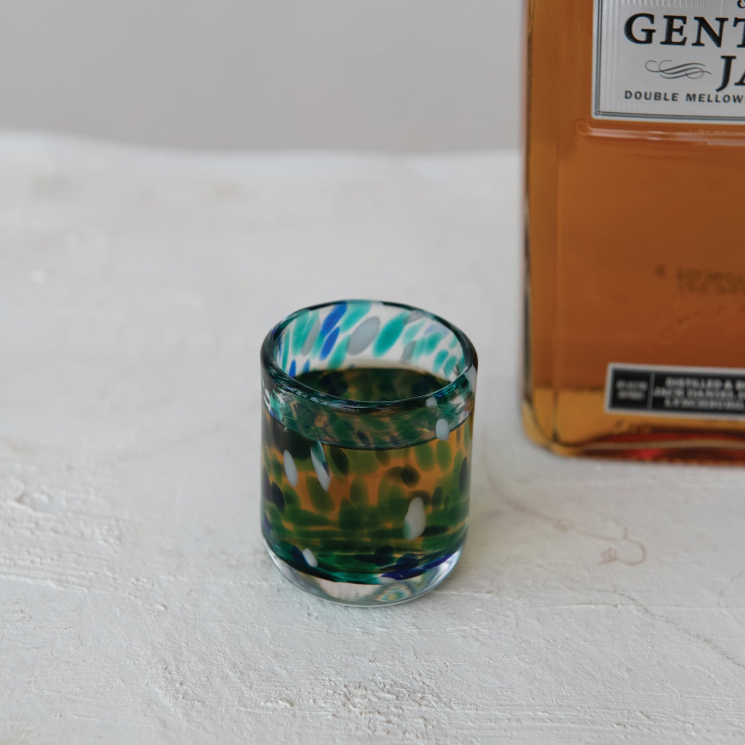 2 oz. Hand-Blown Confetti Shot Glass