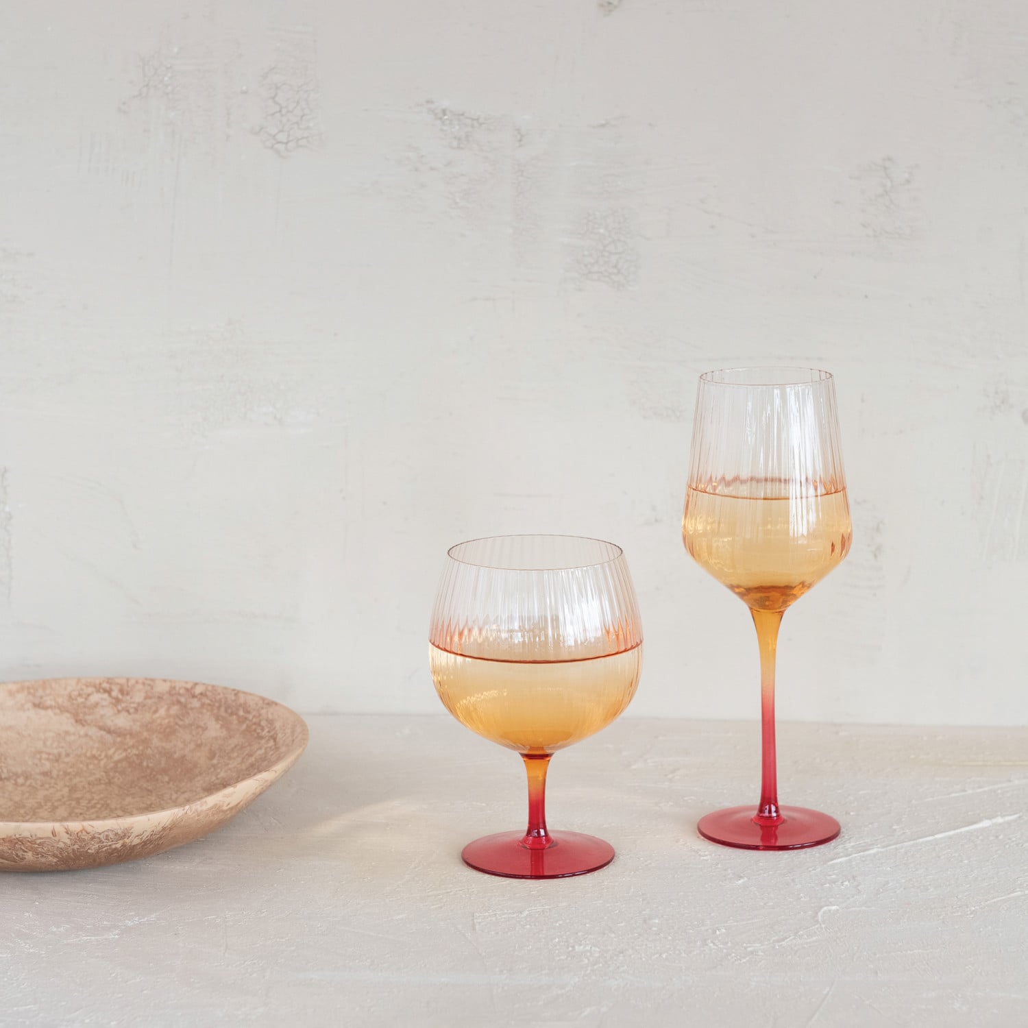 20 oz. Stemmed Fluted Goblet, Orange Color Ombre