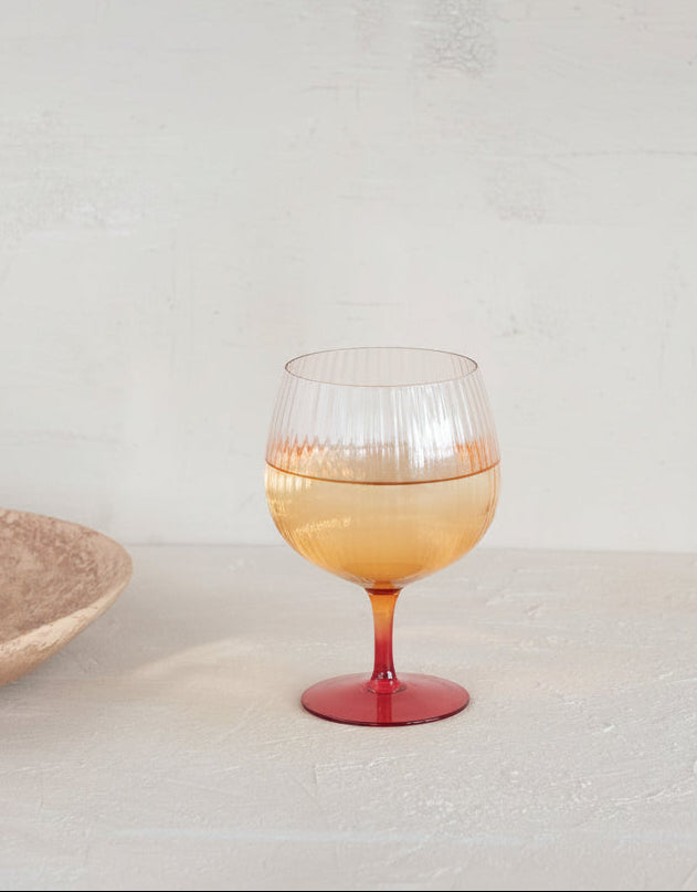 20 oz. Stemmed Fluted Goblet, Orange Color Ombre