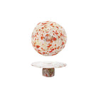 Hand-Blown Confetti Glass Pedestal, Orange Color, Pink & Yellow