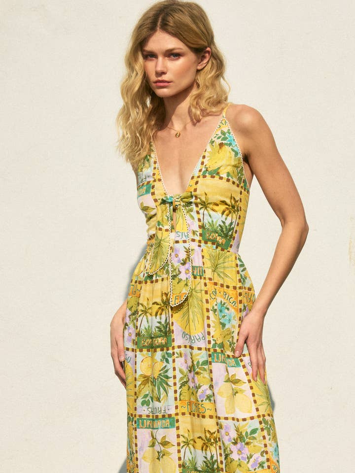 Isla Palma Front Knot Maxi Dress