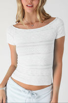 NS8493 - Textured Boat Neck Ss Top