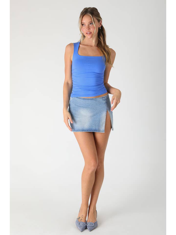 NS8408- Clean Line Square Shirred Top
