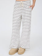 Stripe Drawstring Wide Leg Knit Lounge Pants
