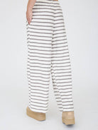 Stripe Drawstring Wide Leg Knit Lounge Pants