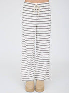 Stripe Drawstring Wide Leg Knit Lounge Pants