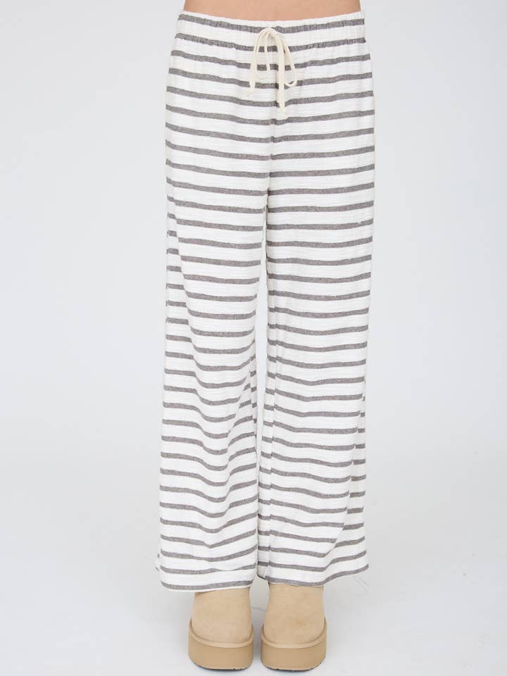 Stripe Drawstring Wide Leg Knit Lounge Pants