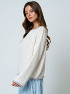 Boat Neck Contrast Trim Long Sleeve Knit Sweater (Pre-Order)