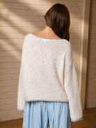 Boat Neck Contrast Trim Long Sleeve Knit Sweater (Pre-Order)