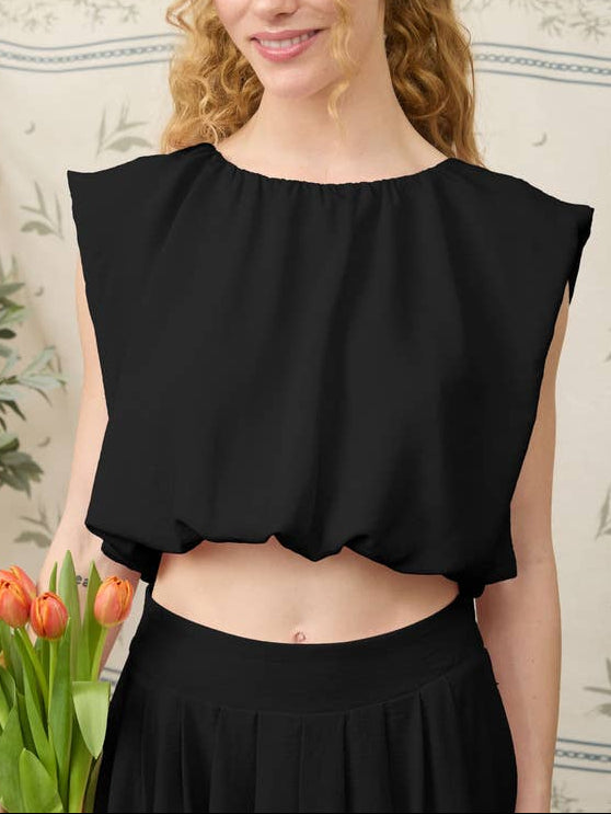 Sleeveless Balloon Crop Top