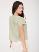 Scalloped Embroidered Front Tie Lace Trim Top