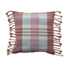 20" Square Woven Recycled Cotton Blend Pillow w/ Braided Fringe