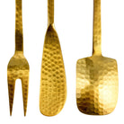 Hammered Stainless Steel Appetizer Utensils, Gold Finish, Set of 3 in Drawstring Bag