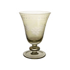 8 oz. Stemmed Wine Glass with Etched Botanicals, Green
