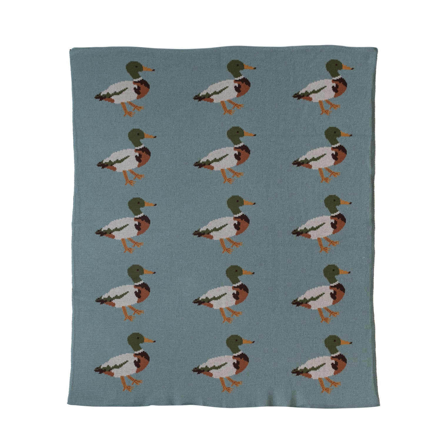 Cotton Knit Baby Blanket w/ Ducks, Multi Color ©