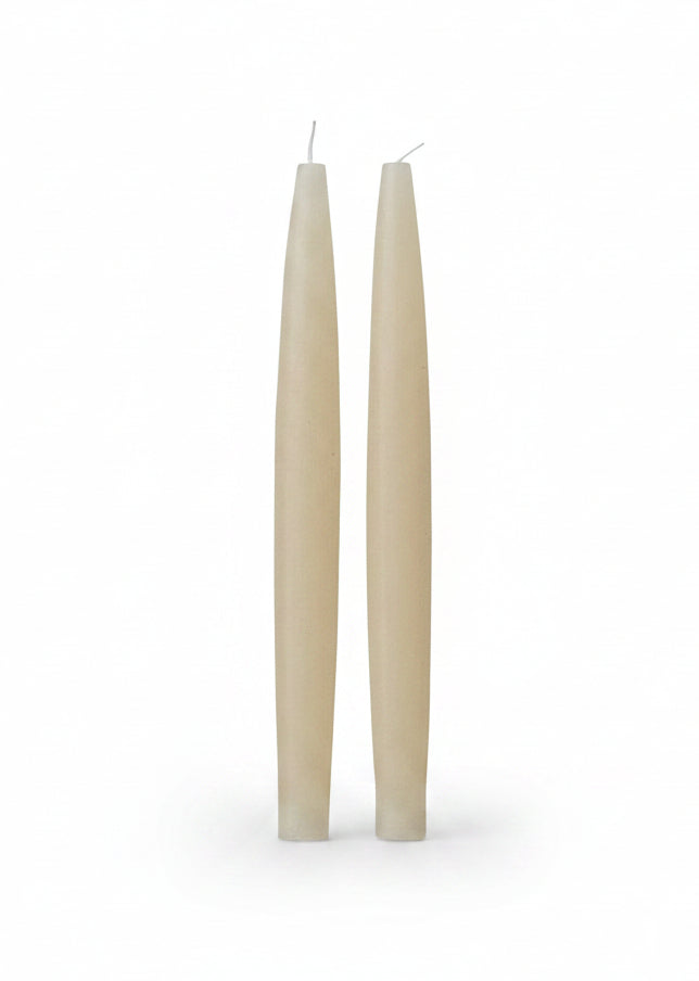 Unscented Taper Candles in Box, Cream Color, Set of 2