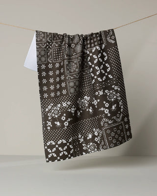 Blossoming Bandanna Brown Tea Towel | Geometry