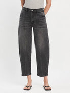 Super High Rise Panel Detail Barrel Jeans F5880