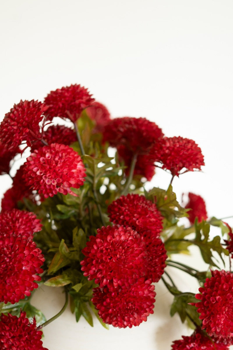 Bundle of 7 Artificial Red Ball Dahlias