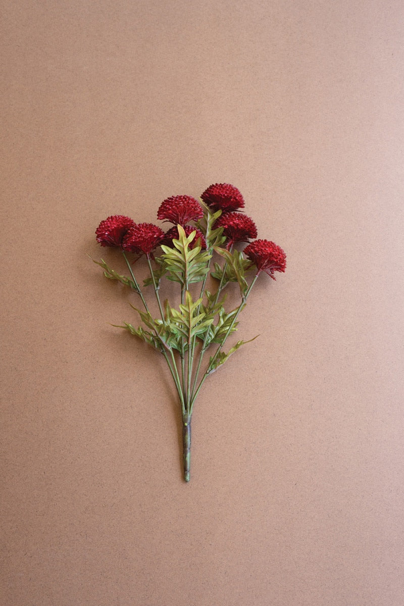 Bundle of 7 Artificial Red Ball Dahlias