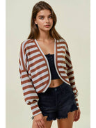 Striped Knit Exaggerated Sleeve Shrug - 10745J