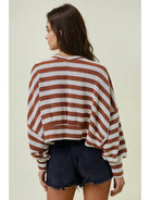 Striped Knit Exaggerated Sleeve Shrug - 10745J