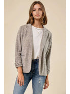 Knit Blazer with Sleeve Shirring Detail - 9723J