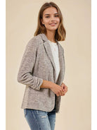 Knit Blazer with Sleeve Shirring Detail - 9723J