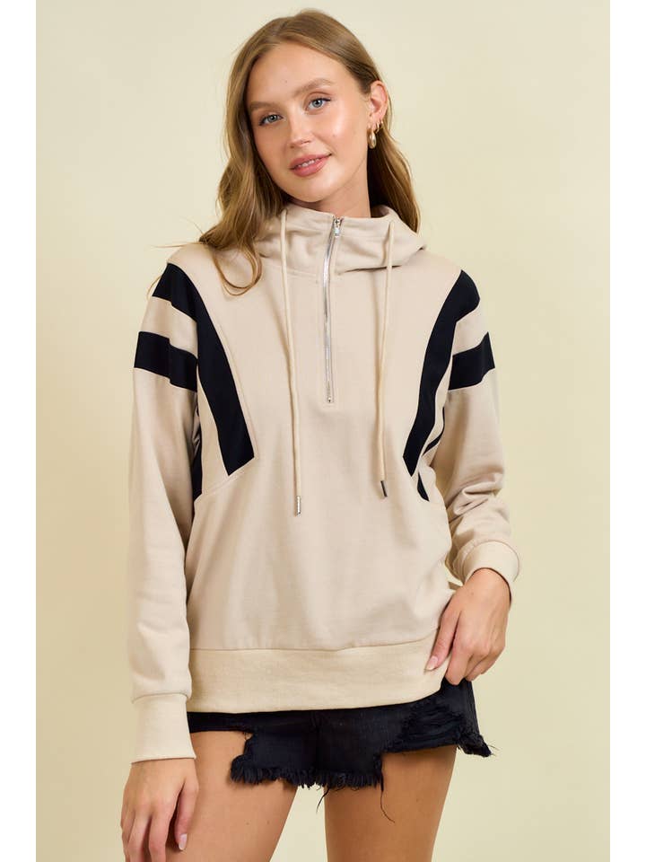 Colorblock Half Zip Up Hoodie Sweatshirt - 45218T