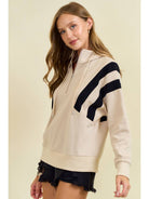 Colorblock Half Zip Up Hoodie Sweatshirt - 45218T