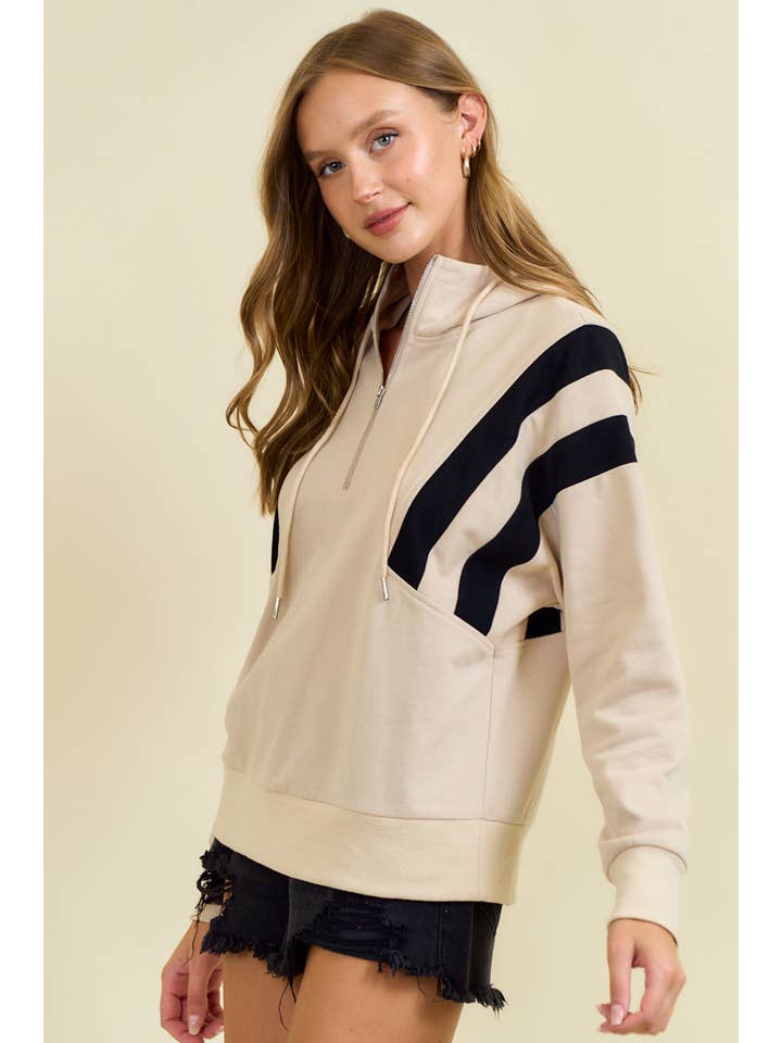 Colorblock Half Zip Up Hoodie Sweatshirt - 45218T
