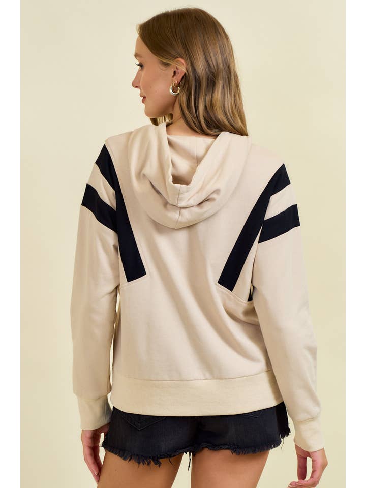Colorblock Half Zip Up Hoodie Sweatshirt - 45218T