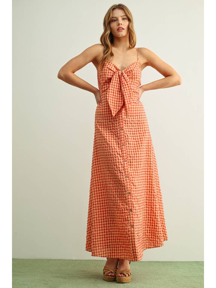 Gingham Patterned Long Dress