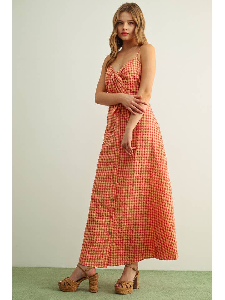 Gingham Patterned Long Dress