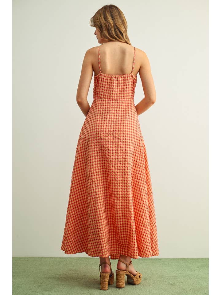 Gingham Patterned Long Dress