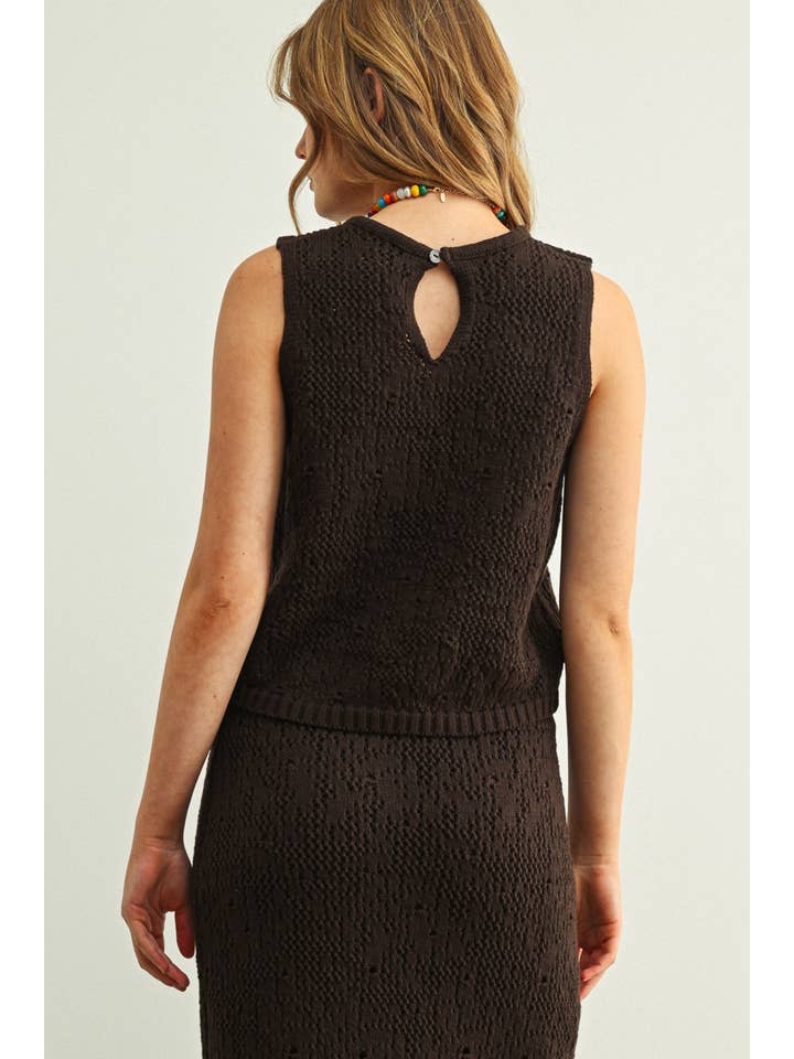 Crochet Knit Tassel Hem Crop Top