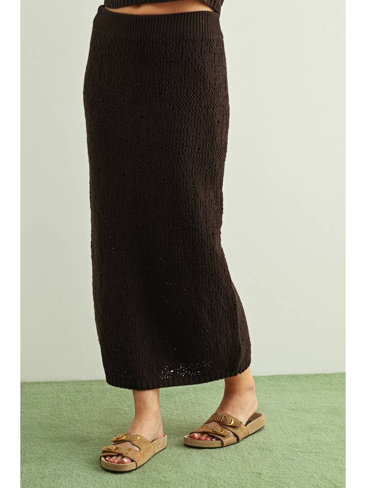 Crochet Knit Skirt with Tassel Hem