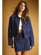 Button Front Indigo Denim Jacket