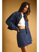 Button Front Indigo Denim Jacket