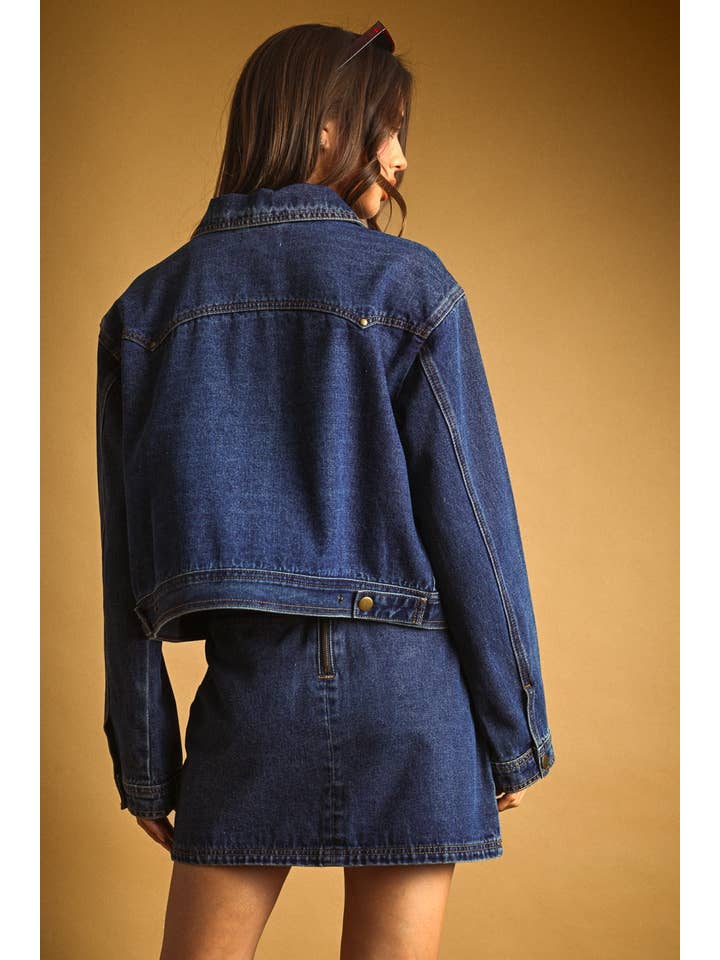Button Front Indigo Denim Jacket
