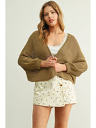 Long Sleeve Cropped Cardigan - Mocha